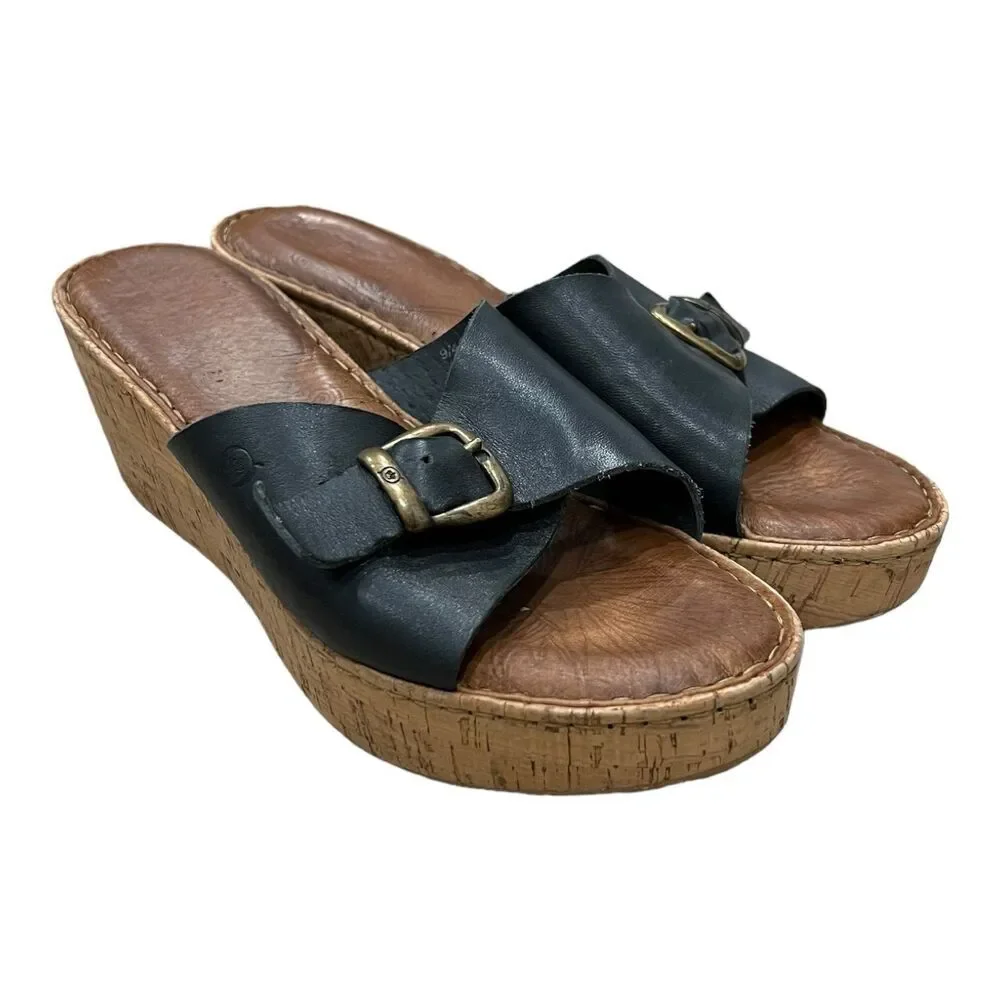 Born Black Araya Wedge Sandal with Buckle 9